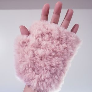 Fingerless gloves faur fur knitted